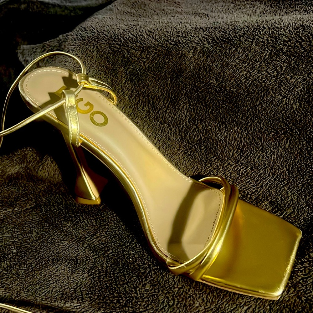 Gold Lace Up Sandal, Size UK 7/US 9